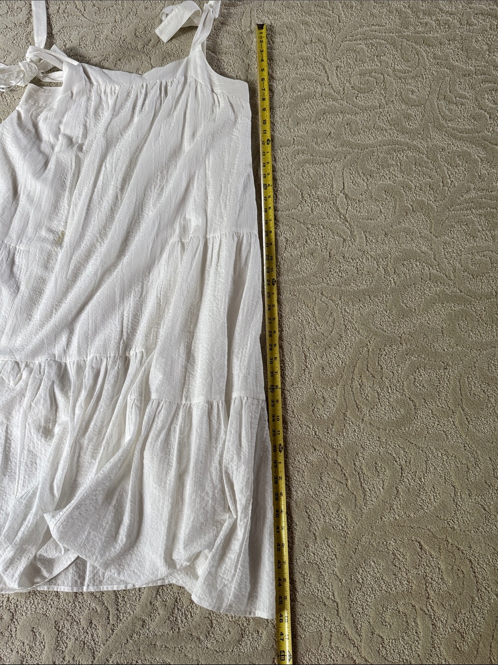 Haute Hippie White Cotton Blend Boho Maxi Dress with Tie-Shoulder Straps- XL - Picture 14 of 14